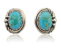 Navajo Earrings 925 Blue Kingman Turquoise Native American Artist C80s