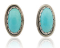 Navajo Earrings 925 Blue Kingman Turquoise Native American Artist C80s