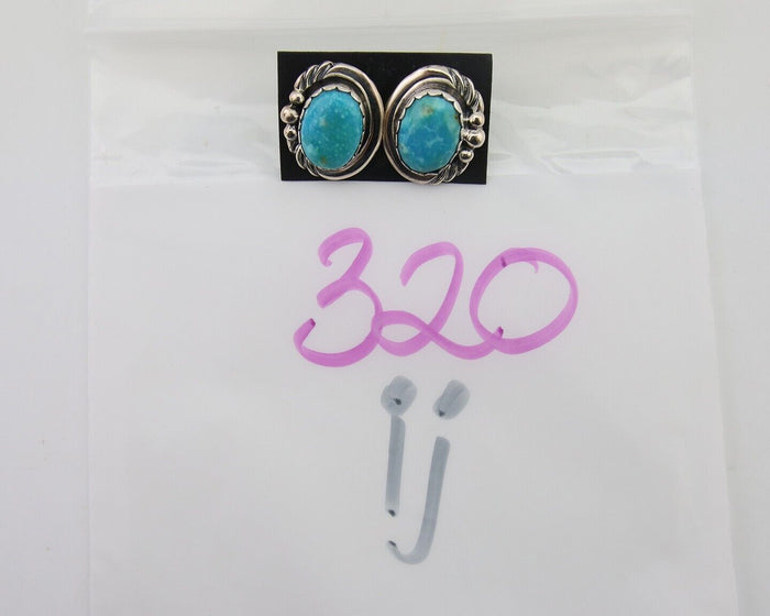 Navajo Earrings 925 Blue Kingman Turquoise Native American Artist C80s