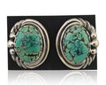 Navajo Earrings 925 Blue Spiderweb Turquoise Native American Artist C.80's