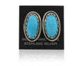 Navajo Earrings 925 Natural Blue Turquoise Native American Artist C.80's