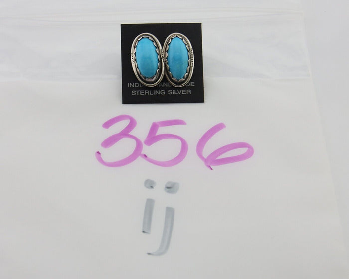 Navajo Earrings 925 Natural Blue Turquoise Native American Artist C.80's