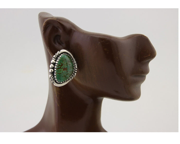 Navajo Earrings 925 Natural Royston Turquoise Native American Artist C.80's