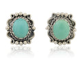 Navajo Earrings 925 Natural Turquoise Native Artist Signed VM C.80's