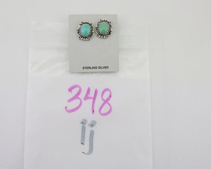 Navajo Earrings 925 Natural Turquoise Native Artist Signed VM C.80's