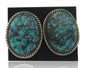 Navajo Earrings 925 Silver Blue Diamond Turquoise Signed Running Bear C.80's