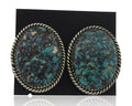 Navajo Earrings 925 Silver Blue Diamond Turquoise Signed Running Bear C.80's
