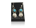 Navajo Earrings 925 Silver Blue Turquoise Artist Signed Kee Tsosie C.80's