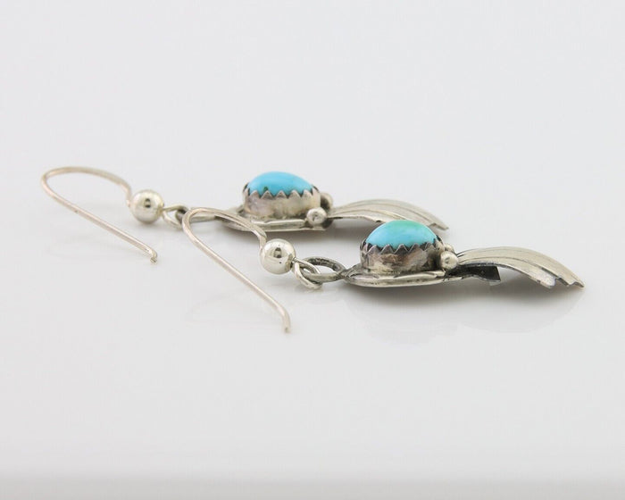 Navajo Earrings 925 Silver Blue Turquoise Artist Signed Kee Tsosie C.80's