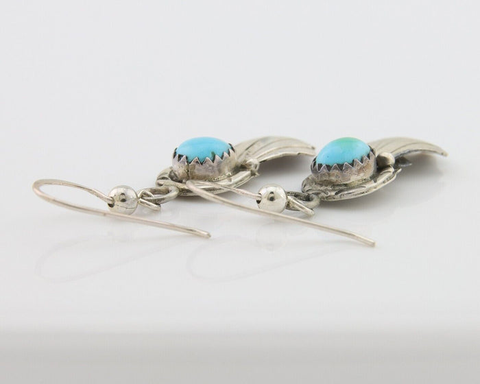 Navajo Earrings 925 Silver Blue Turquoise Artist Signed Kee Tsosie C.80's