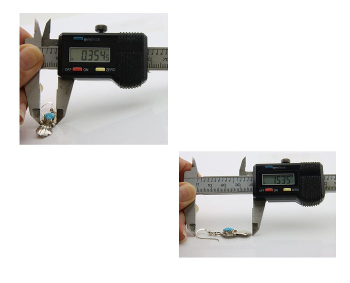 Navajo Earrings 925 Silver Blue Turquoise Artist Signed Kee Tsosie C.80's