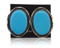 Navajo Earrings 925 Silver Blue Turquoise Artist Signed TALHAT C.80's