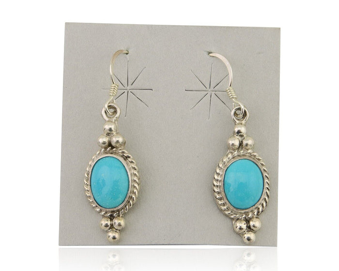 Navajo Earrings 925 Silver Blue Turquoise Native American Artist C.80's