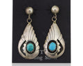 Navajo Earrings 925 Silver Blue Turquoise Native American Artist C.80's
