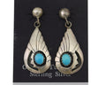 Navajo Earrings 925 Silver Blue Turquoise Native American Artist C.80's