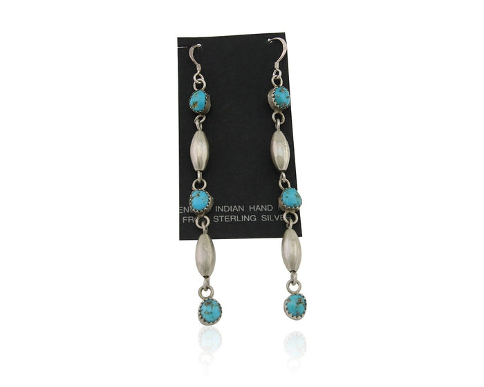 Navajo Earrings 925 Silver Blue Turquoise Native American Artist C.80's
