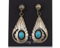 Navajo Earrings 925 Silver Blue Turquoise Native American Artist C.80's