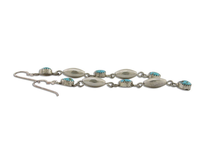 Navajo Earrings 925 Silver Blue Turquoise Native American Artist C.80's