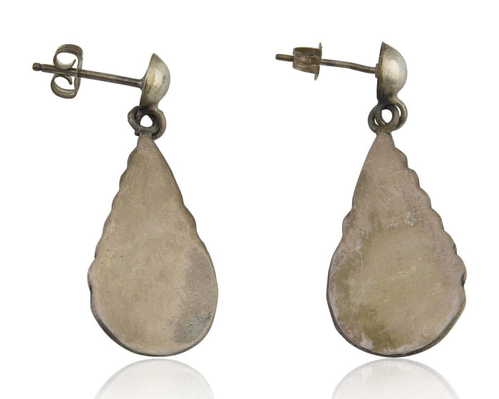 Navajo Earrings 925 Silver Blue Turquoise Native American Artist C.80's