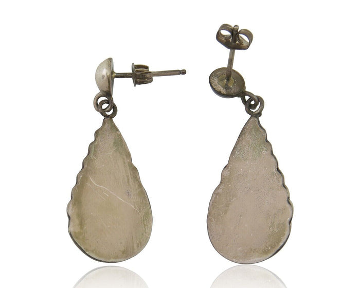 Navajo Earrings 925 Silver Blue Turquoise Native American Artist C.80's