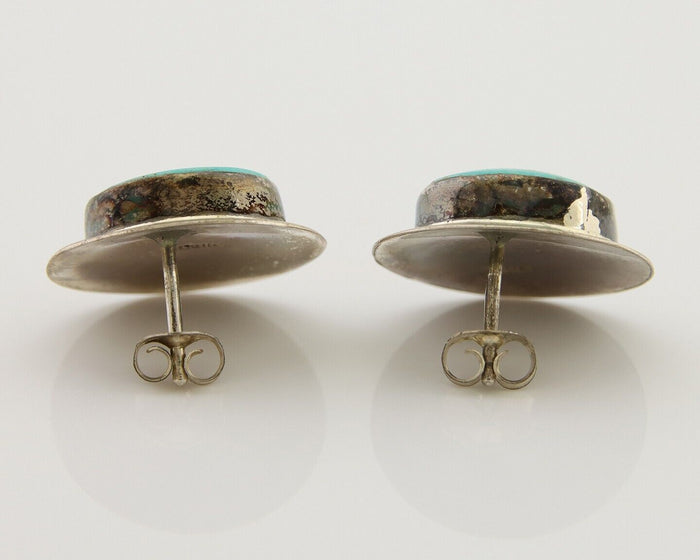 Navajo Earrings 925 Silver Blue Turquoise Native American Artist C.80's