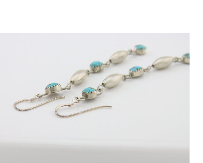Navajo Earrings 925 Silver Blue Turquoise Native American Artist C.80's