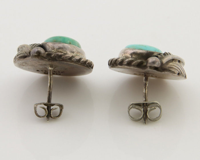 Navajo Earrings 925 Silver Blue Turquoise Native American Artist C.80's
