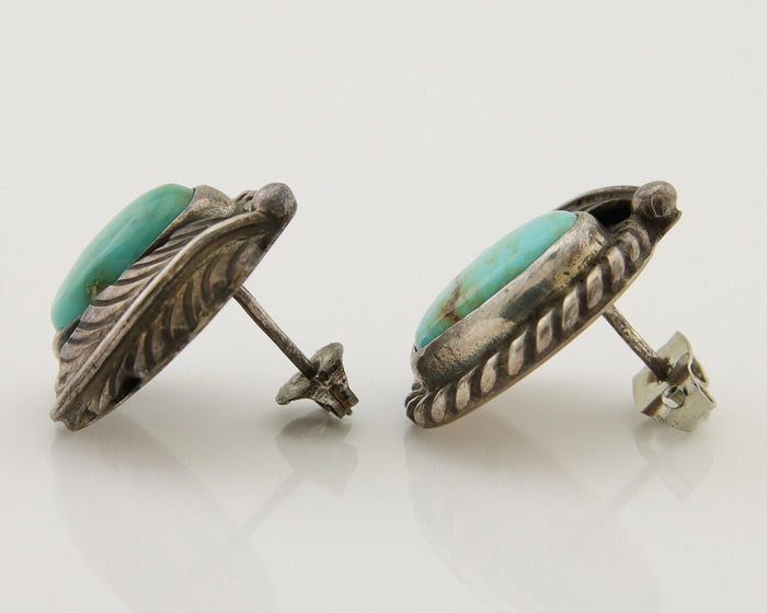 Navajo Earrings 925 Silver Blue Turquoise Native American Artist C.80's