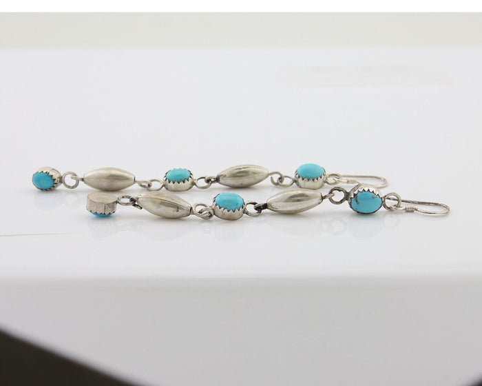 Navajo Earrings 925 Silver Blue Turquoise Native American Artist C.80's