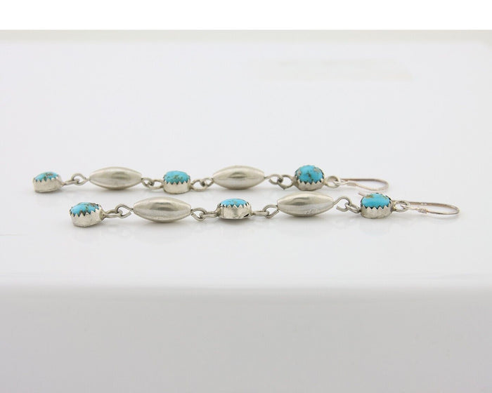 Navajo Earrings 925 Silver Blue Turquoise Native American Artist C.80's