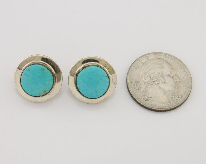 Navajo Earrings 925 Silver Blue Turquoise Native American Artist C.80's