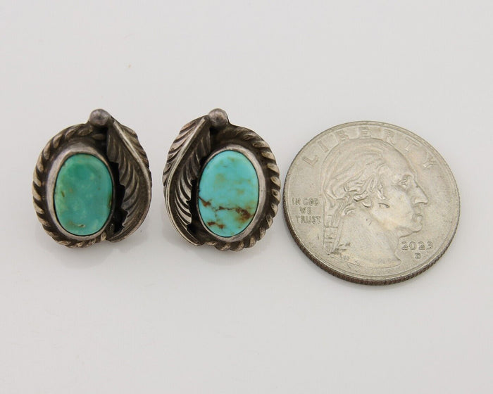 Navajo Earrings 925 Silver Blue Turquoise Native American Artist C.80's
