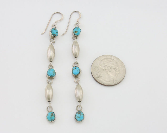 Navajo Earrings 925 Silver Blue Turquoise Native American Artist C.80's