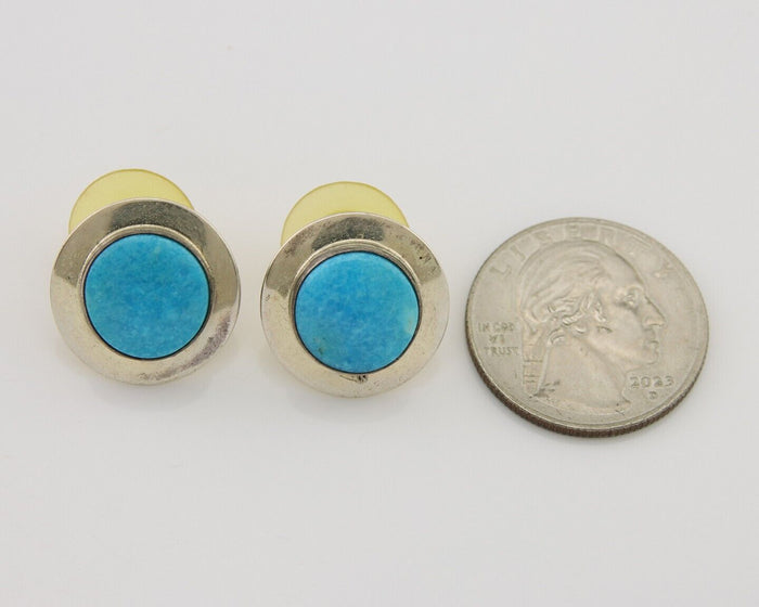 Navajo Earrings 925 Silver Blue Turquoise Native American Artist C.80's