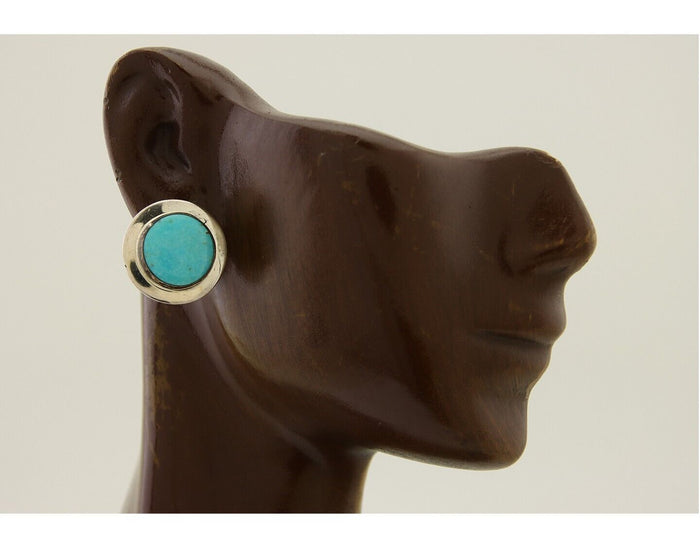 Navajo Earrings 925 Silver Blue Turquoise Native American Artist C.80's