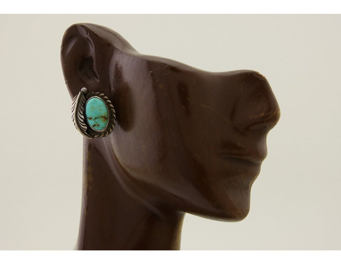 Navajo Earrings 925 Silver Blue Turquoise Native American Artist C.80's