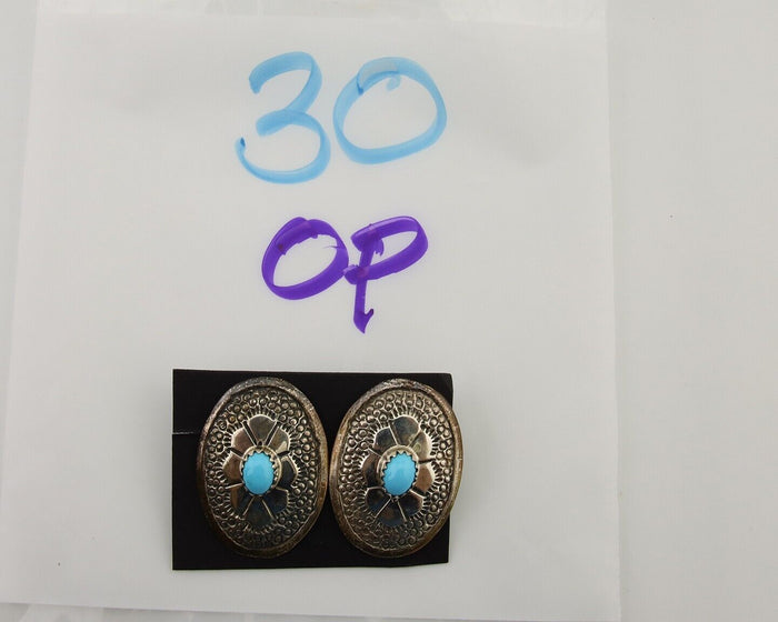 Navajo Earrings 925 Silver Blue Turquoise Native American Artist C.80's
