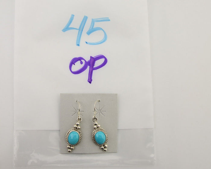 Navajo Earrings 925 Silver Blue Turquoise Native American Artist C.80's