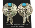 Navajo Earrings 925 Silver Concho Hand Stamped Native Artist C.80's