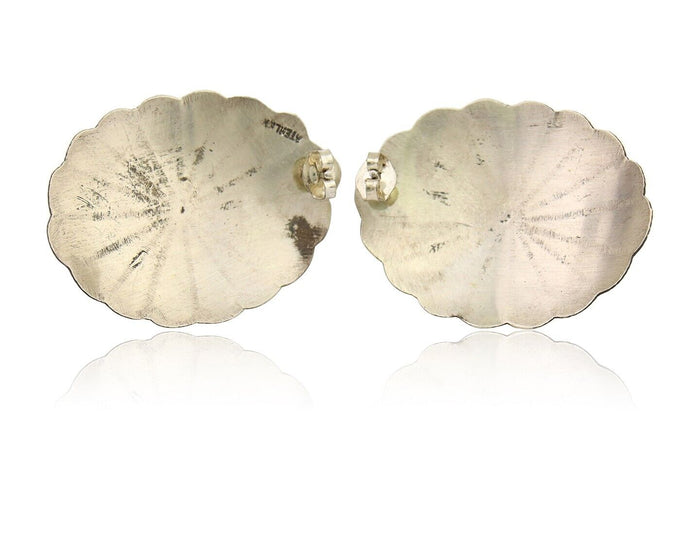 Navajo Earrings 925 Silver Concho Hand Stamped Native Artist C.80's