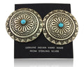 Navajo Earrings 925 Silver Concho Hand Stamped Turquoise Native Artist C.80's