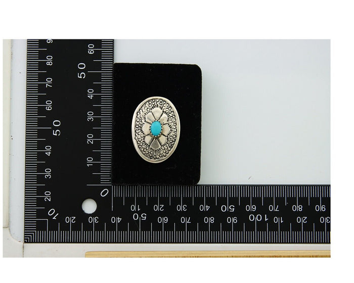 Navajo Earrings 925 Silver Concho Hand Stamped Turquoise Native Artist C.80's