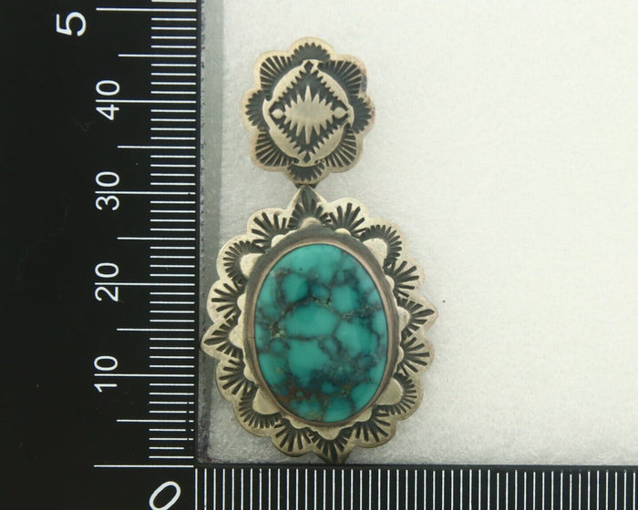 Navajo Earrings 925 Silver Concho Turquoise Native Artist Signed Ikee & DeChelly