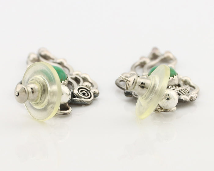 Navajo Earrings 925 Silver Cripple Creek Turquoise Native American Artist C.90's