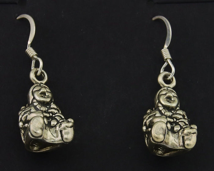 Navajo Earrings 925 Silver Dangle Indian with Kids Native American Artist C.80's