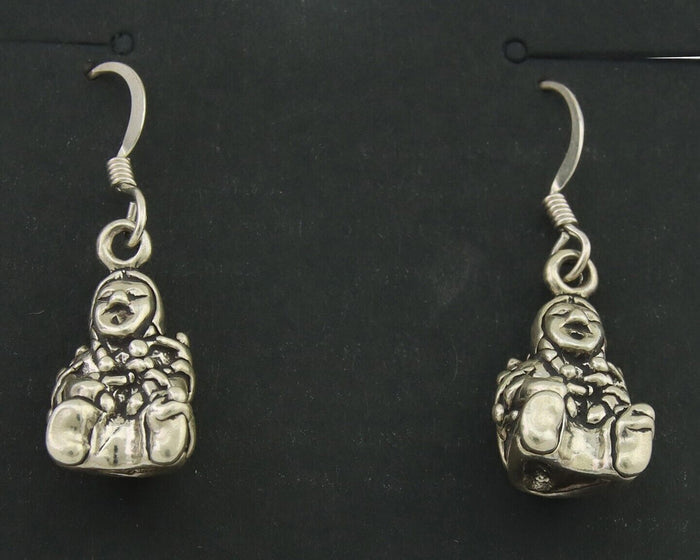 Navajo Earrings 925 Silver Dangle Indian with Kids Native American Artist C.80's