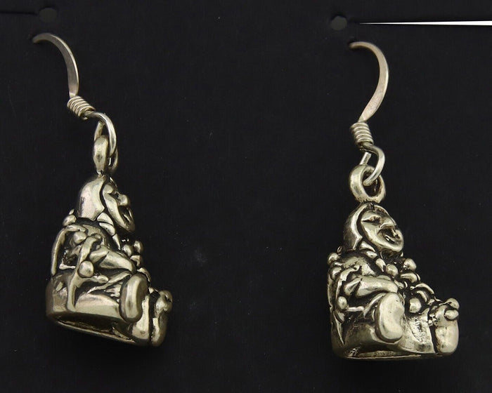 Navajo Earrings 925 Silver Dangle Indian with Kids Native American Artist C.80's