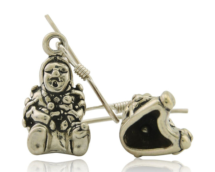Navajo Earrings 925 Silver Dangle Indian with Kids Native American Artist C.80's