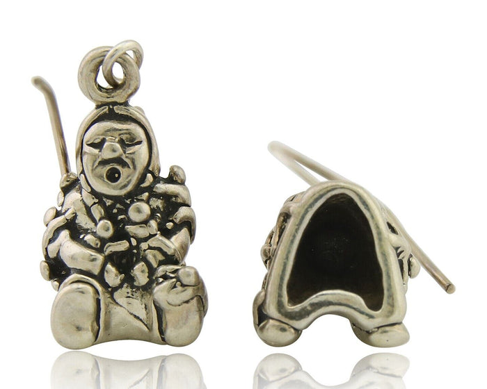 Navajo Earrings 925 Silver Dangle Indian with Kids Native American Artist C.80's