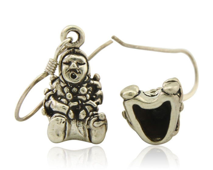 Navajo Earrings 925 Silver Dangle Indian with Kids Native American Artist C.80's